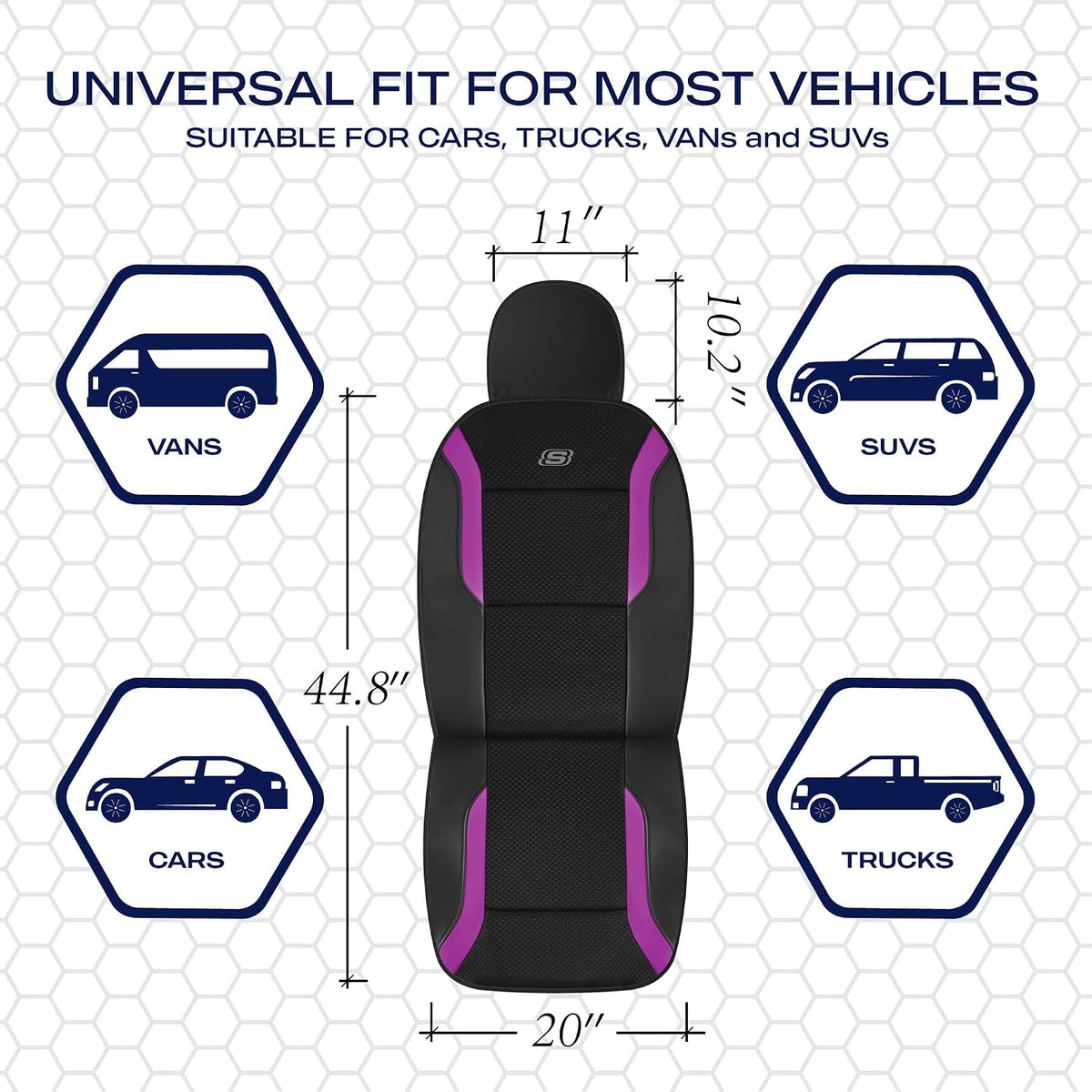 Skechers Memory Foam Seat Covers, Air Cool Mesh Thick Car Seat Covers, Car Seat Covers Front Seats Airbag Compatible, Universal Automotive Comfort for Most Cars, Vans, Trucks, SUV,Black