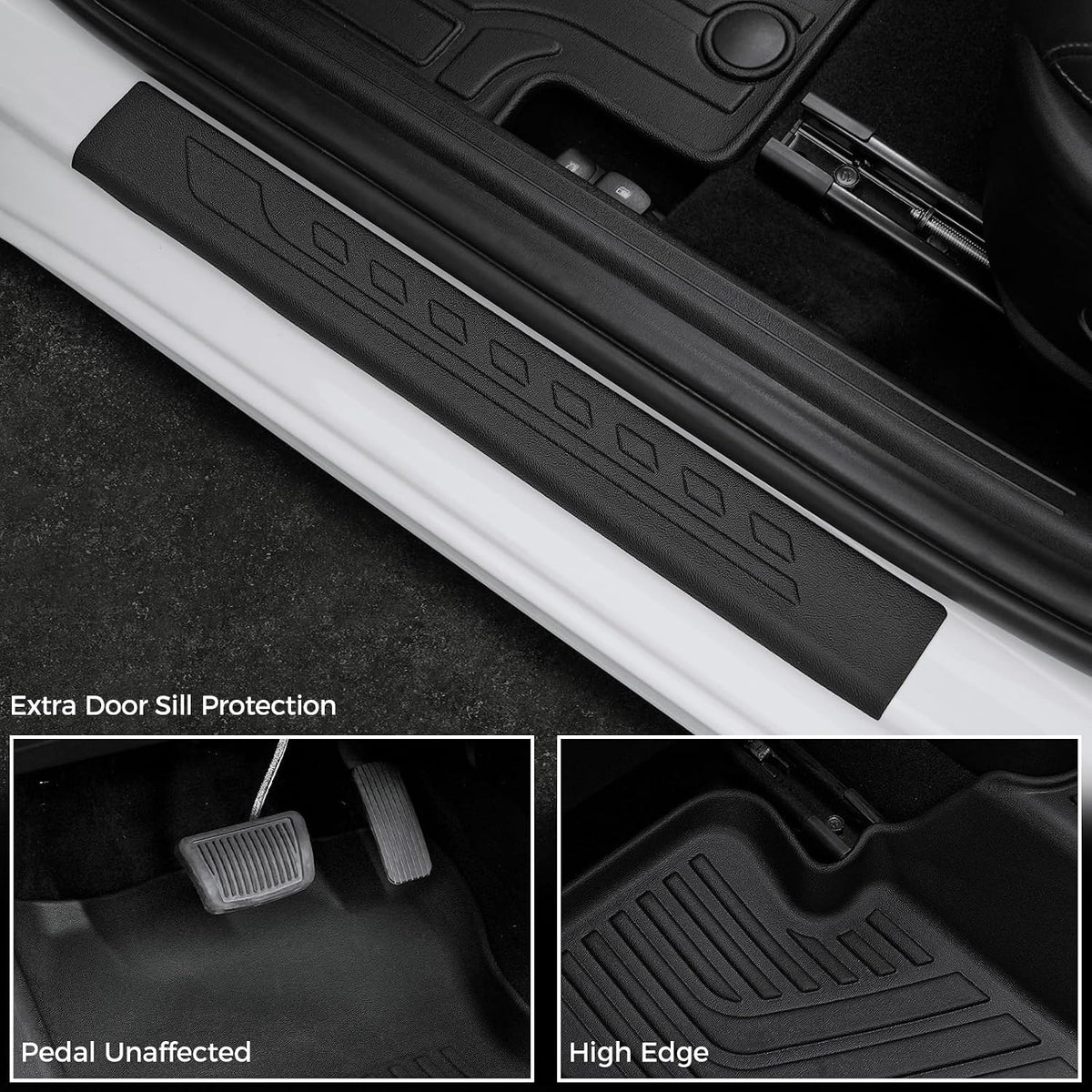 Floor Mats for Hyundai Elantra Gas 2021-2026, All Weather Floor Mats Trunk Cargo Liner and Door Sill Guards Accessories, Full Coverage Set (Not fit Hybrid Models)