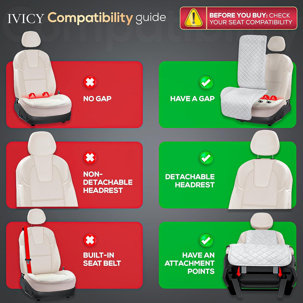 IVICY Faux Linen Front Car Seat Cover – Non-Slip Bucket Seat Protector for Most Cars, SUVs, Vans & Trucks – 1 Seat Cover, Machine Washable, Side-Airbag Friendly, Light Beige
