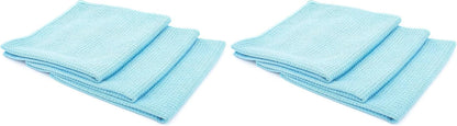 The Rag Company - Standard Waffle Weave Towels, Microfiber Detailing, Window/Glass and Drying, Wax & Polish, Lint-Free, Streak-Free, 370gsm, 16in x 16in, Light Blue (3-Pack)