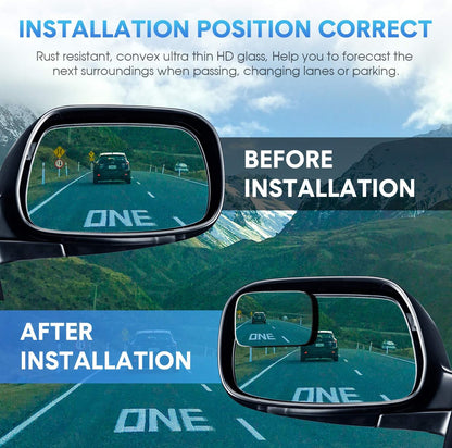 BBTO 4 Pcs Blind Spot Car Mirror 360 Convex Degree Adjustabe Glass Traffic Safety Rear View Mirror Spot Frameless Adjustable Self Adhesive Angle for Larger Image Exterior Accessories (Rectangle)