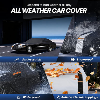 Large SUV Car Cover for Chevy Suburban 100% Waterproof All Weather, Heavy Duty Outdoor Full Exterior Covers Rain Sun Wind UV Protection. - Colors B