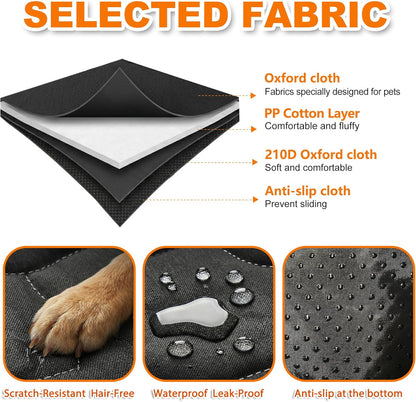 IJVAE SUV Cargo Liner for Dogs, Waterproof Dog Trunk Cover with Bumper Flap Protector, Pet Cargo Mat for SUVs Sedans Vans, Non-Slip Scratchproof Dog Seat Cover，Large Size Universal Fit, Black