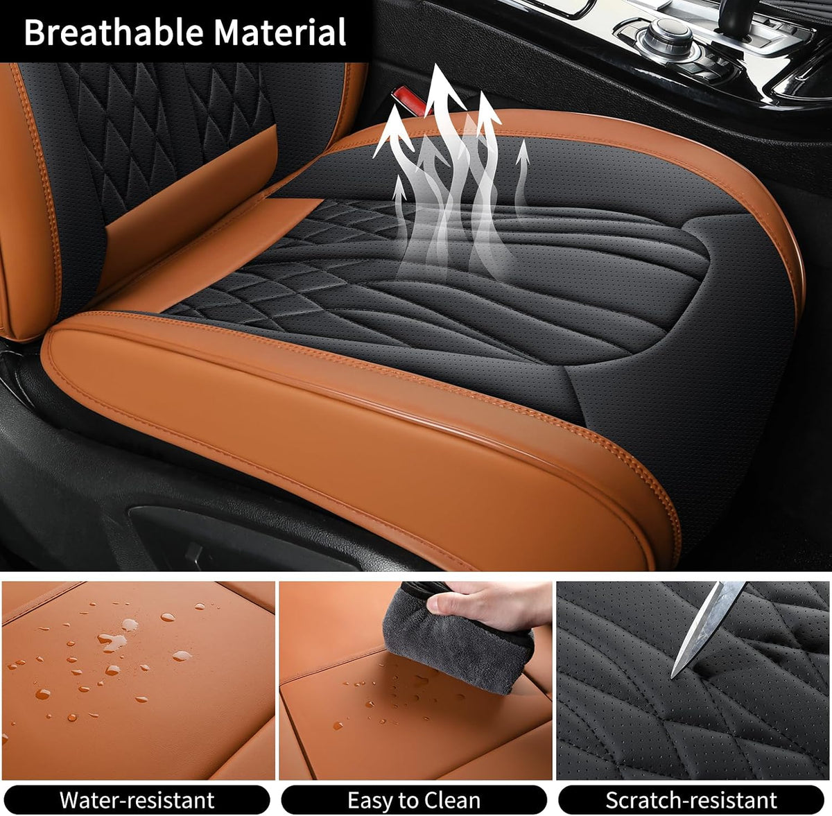 MINGBRON Leather Car Seat Covers,Car Seat Protector Waterproof,Seat Covers Full Set, Car Seat Protectors 5 Seats,Automotive Seat Covers Fit Most Cars Wine Red