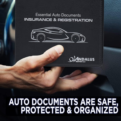 Andalus Auto Registration & Insurance Card Holder Pack of 2, Waterproof Essential Car Registration Holder with Hook & Loop Closure, Perfect for Every Vehicles Glove Boxes (White - 5 1/8" x 4 5/8")