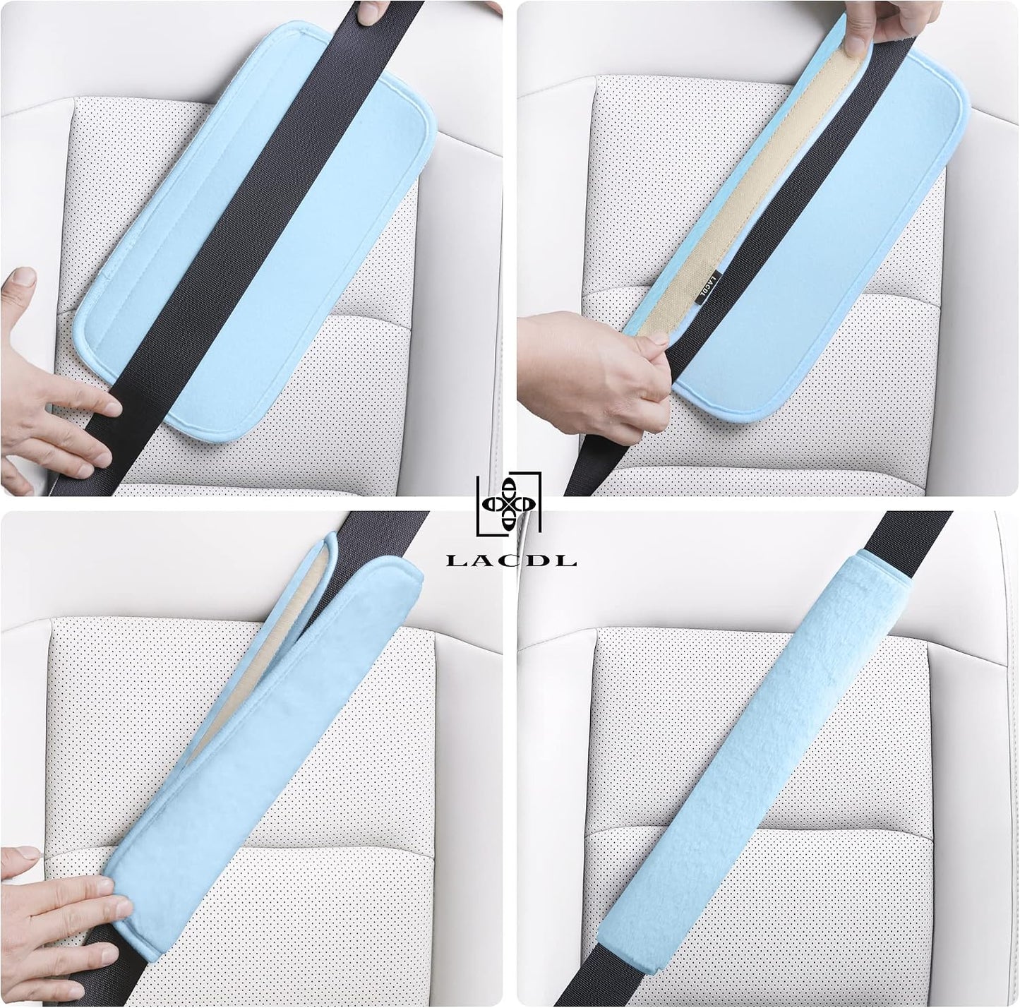 LACDL Extra Long Seatbelt Cover Super Soft Furry for Adults Kids Women & Men, Thick Plush Full Car Seat Belt Strap Cushion, Fluffy Shoulder Pad Protector, Auto Interior Accessories, 1pc, Black, 15.5in