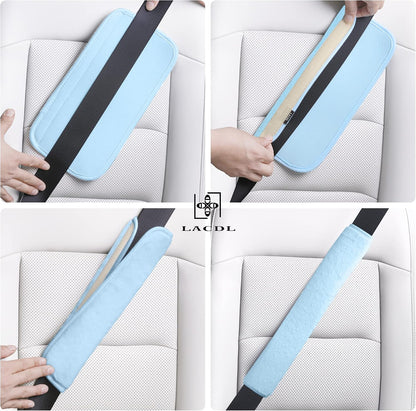 LACDL Extra Long Seatbelt Cover Super Soft Furry for Adults Kids Women & Men, Thick Plush Full Car Seat Belt Strap Cushion, Fluffy Shoulder Pad Protector, Auto Interior Accessories, 1pc, Black, 15.5in