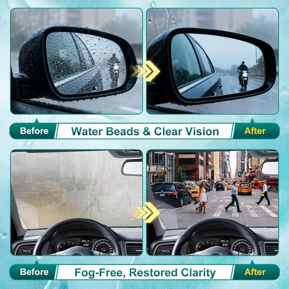 Anti-Fog and Rain-Repellent Spray Kit – Fast-Acting Defogger and Waterproof Spray for Clear Vision, Easy Spray for Car Windshields, Windows, Mirrors, Glasses, Goggles and Helmets (2-Pack)