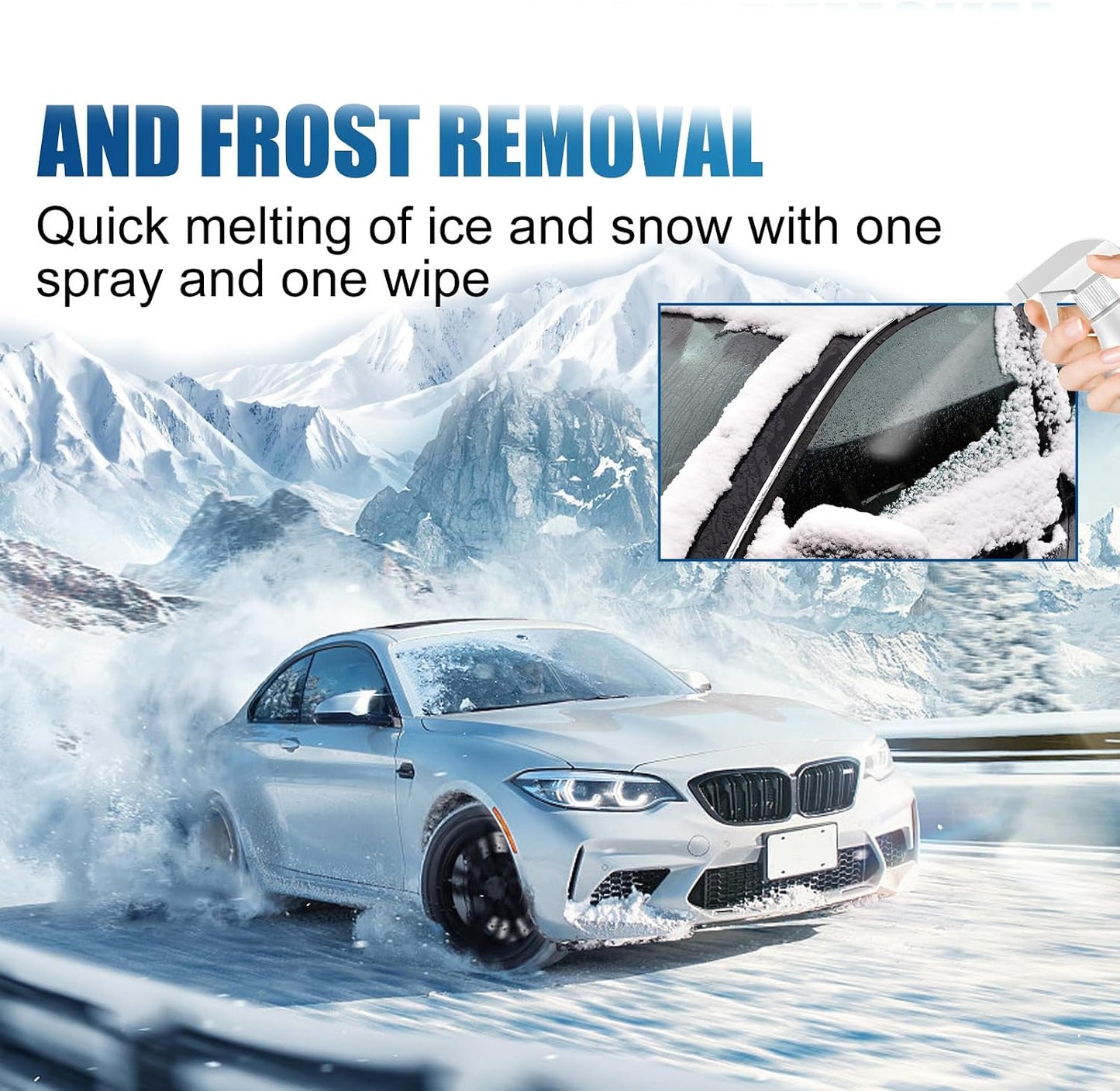 Car Windshield Snow Melting Coating Spray, Snow Repellent Spray De-Icer for Cars - Fast Ice & Snows Remover, Winter Windshield & Glass Coating Protection, Snow Meltings Agent for Car Ice Melting (2)