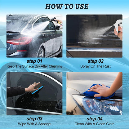 Car Rust Removal Spray,Iron Powder Remover,Rustout Instant Remover Spray,Multifunctional Paint Cleaner Car Maintenance Powder Spray Rust Remover Iron Cleaning,Iron Powder Remover for Car (3PCS*100ML)
