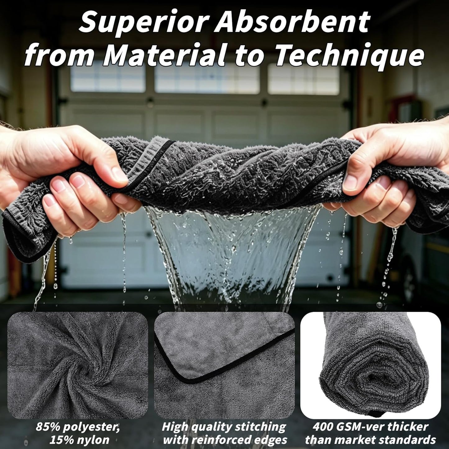 6PCS Microfiber Towels for Cars 36x25 Inch Microfiber Cleaning Cloths Bulk Soft Car Detailng Towel Cloths 450 GSM Detailing Buffing Quick Drying Towel Polishing Waxing Auto Detailing Towel Cloth