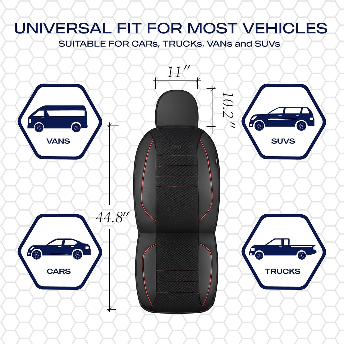 Skechers Air-Cooled Memory Foam Seat Covers,Mesh Thick Car Seat Covers,Piping Leather Car Seat Covers Front Seats,Airbag Compatible,Automotive Comfort Universal FitMost Cars,Vans,Truck,SUV,Black