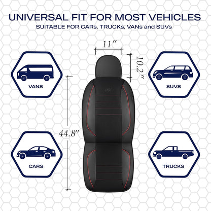 Skechers Air-Cooled Memory Foam Seat Covers,Mesh Thick Car Seat Covers,Piping Leather Car Seat Covers Front Seats,Airbag Compatible,Automotive Comfort Universal FitMost Cars,Vans,Truck,SUV,Black