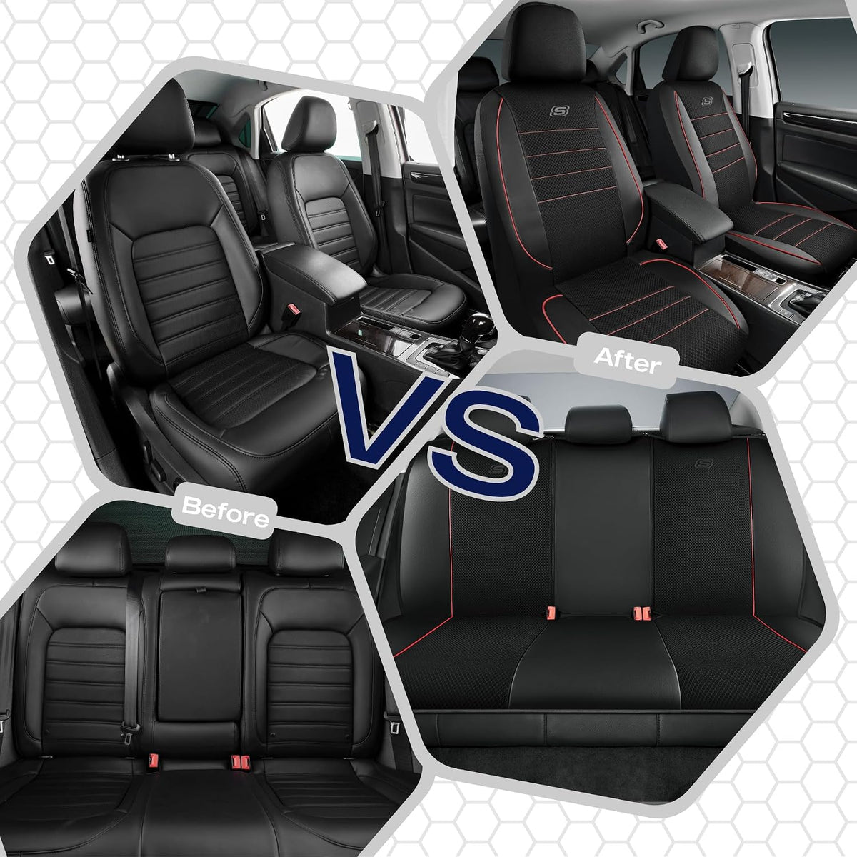 Skechers Air-Cooled Memory Foam Seat Covers,Mesh Thick Car Seat Covers,Piping Leather Car Seat Covers Front Seats,Airbag Compatible,Automotive Comfort Universal FitMost Cars,Vans,Truck,SUV,Black