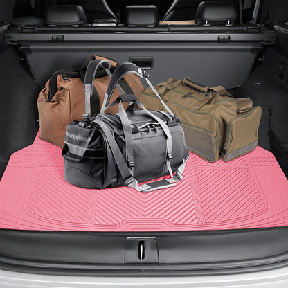 CAR PASS Heavy Duty Rubber Floor Mats 4-Piece,Pink Car Mats Full Sets Anti-Slip,Waterproof Universal Trim-to-Fit for Car SUV Truck, Durable All Weather Automotive Car Mats for Women,Girly(All Pink)