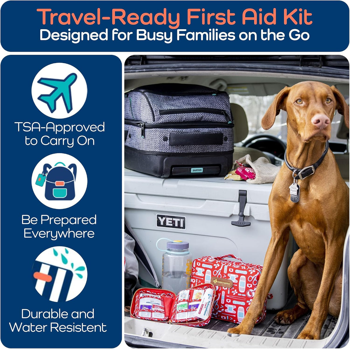 KeepGoing Travel First Aid Kit for Kids – 130 Pc. for Car, Home, Purse, Diaper Bag & Backpack with Latex-Free Bandages - Mini First Aid Kit Travel Size TSA-Approved