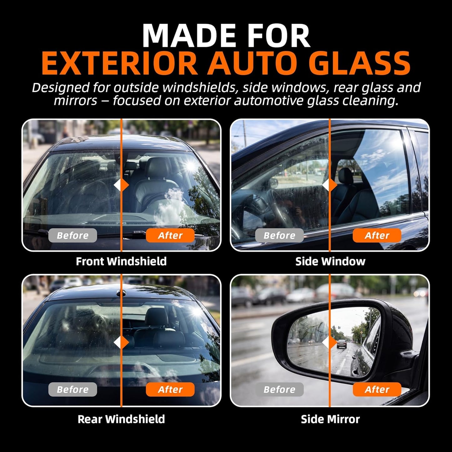 Windshield Glass Coating Kit, 100g Glass Prep Cleaner + 100ml Rain Repellent Spray, Hydrophobic Water Beading Protection, Removes Light Oil Film and Road Grime
