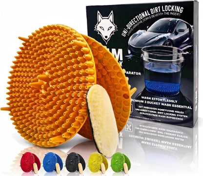 10.4" Heavy Duty Car Wash Bucket Insert (2-Pack) & Wash Mitt Kit - 10.6 oz Detailing Dirt Separator & Grit Trap, Scratch-Free Auto Wash, Fits 3.5 to 5 Gallon Buckets (Red Kit)