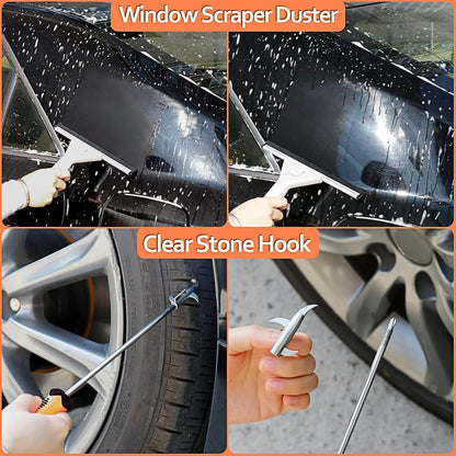 THINKWORK Car Cleaning Kit, Car Detailing Kit Interior Cleaner with High Power Handheld Vacuum, 10Pcs Detailing Brush and Storage Bag, Gray Auto Interior Cleaning Kit for Men