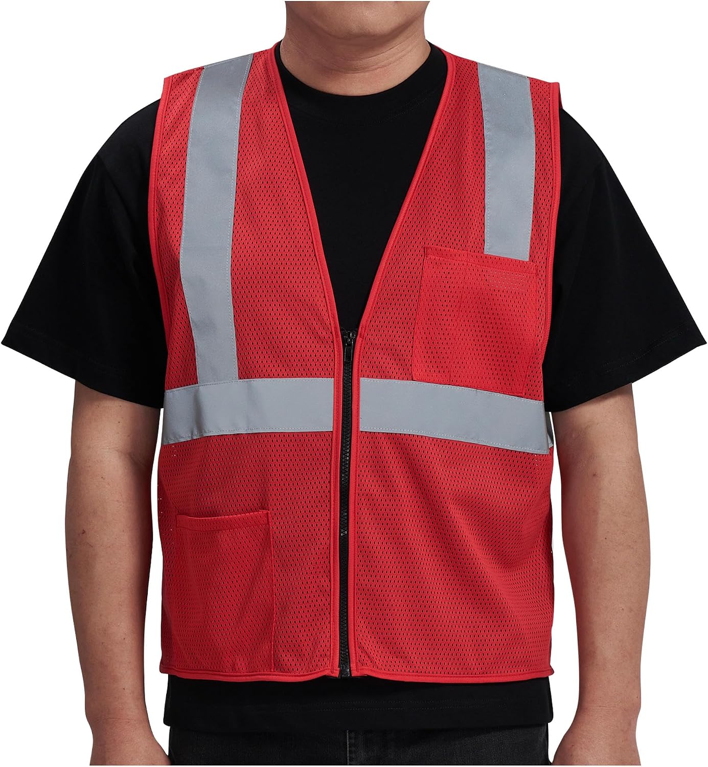 AYKRM 2 Pocket Mesh High Visibility Reflective Safety Vest for men & Women ANSI/ISEA 107 Standards