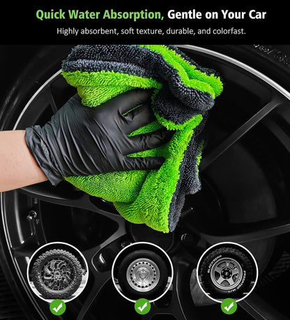 YeewayVeh 'Agile Giant' Car Drying Towel, 28x36 Inch Quick Car Wash Drying Towels, 1400 GSM Super Absorbent, Double Sided Microfiber Towels for Cars Effortless & Scratch-Free Detailing, Green