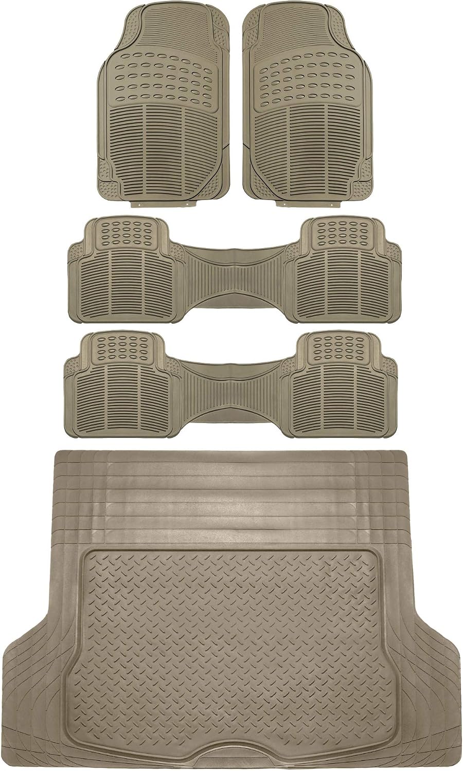 FH Group Automotive Floor Mats Solid ClimaProof for all weather protection Universal Fit Trimmable Heavy Duty fits most Cars, SUVs, and Trucks, 3pc Full Set Black