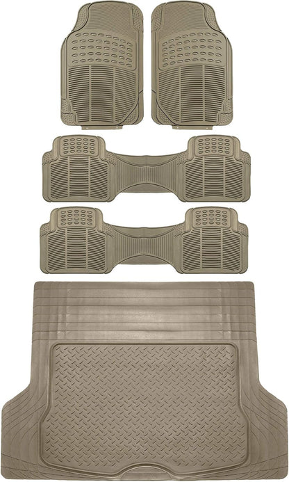 FH Group Automotive Floor Mats Solid ClimaProof for all weather protection Universal Fit Trimmable Heavy Duty fits most Cars, SUVs, and Trucks, 3pc Full Set Black
