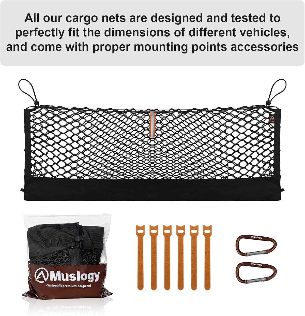 Muslogy Truck Bed Cargo Net Trunk Netting Compatible with 2023-2025 2026 Honda CR-V Accessories, Pickup Cargo Organizer SUV Sedan Storage Net w/Heavy Duty Carabiners - Colors B