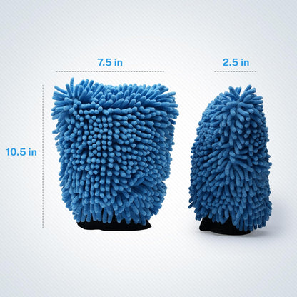 S.M. Arnold Snow White Professional Heavy-Duty Chenille Wash Mitt 8" x 11" - Ultra-Soft, Absorbent, Scratch-Free Car Wash Glove with Cuff, Ideal for Auto Detailing, Car Care, and Home Cleaning