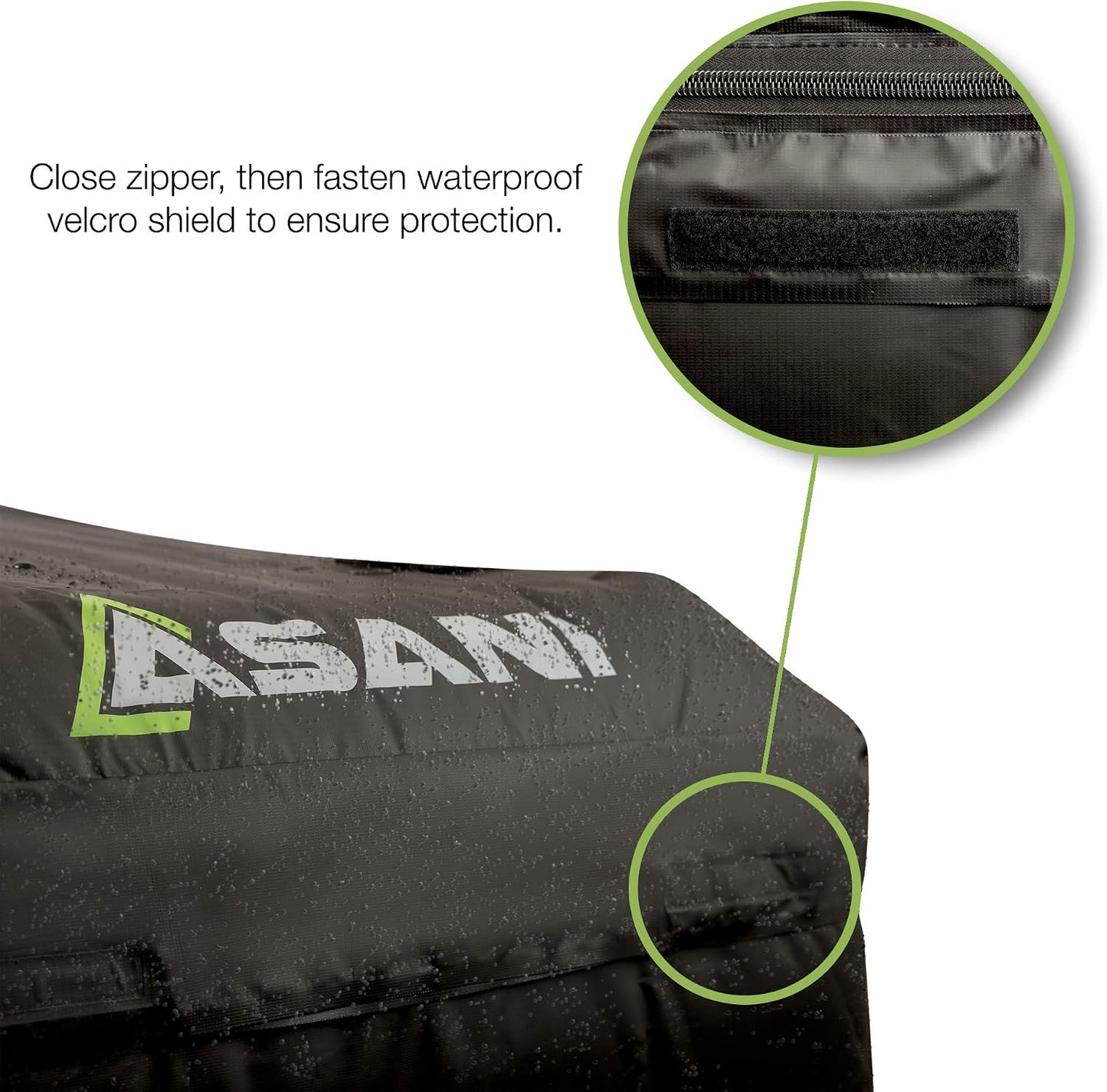 Asani Waterproof Car Roof Top Cargo Carrier Bag with 8 Heavy-Duty Straps and Buckles | Weatherproof Luggage Roofbag for Rooftop Racks | Car Topper Bag for Sedan, SUV, Vans & More (15 Cubic Feet)