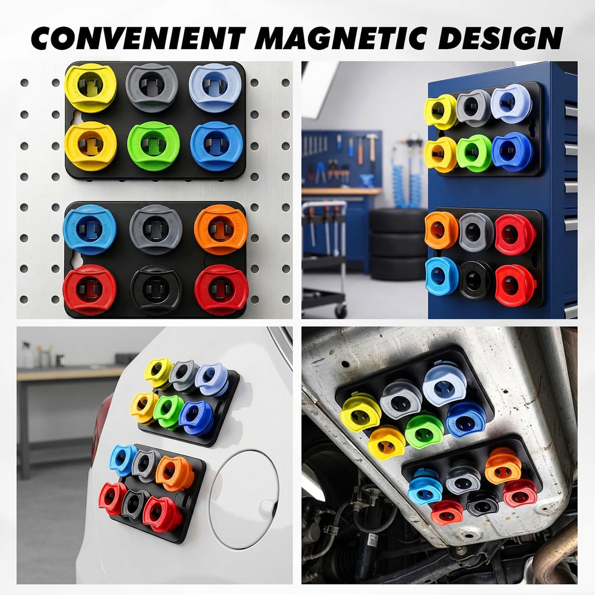 20-Piece Engine Oil Funnel Kit, 1.59QT/1.5L Oil Funnel Set with 12 Adapters, Siphon Hose Pump, Towel, Elbow Fitting, Arrow Screen and Magnetic Storage Hooks Tray, Compatible with GM/Ford/BMW/Audi Etc.