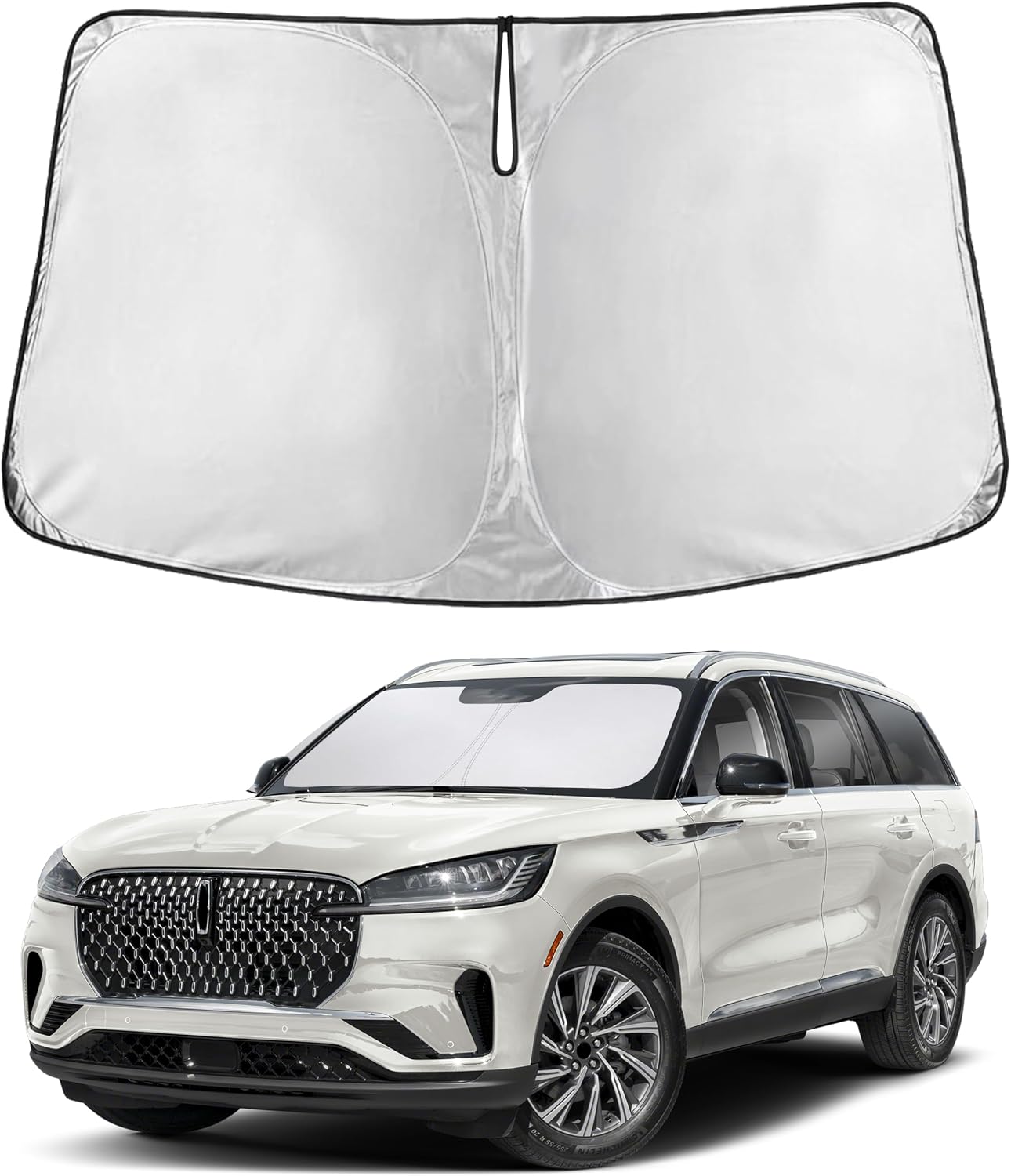 EcoNour Car Windshield Sun Shade | 2025 Upgraded Innovative No-Light-Pass Technology for Maximum Coverage | Foldable Sun Shade Keeps Your Vehicle Cool | Must-Have Car Accessories | Small (59" x 29") - Colors L