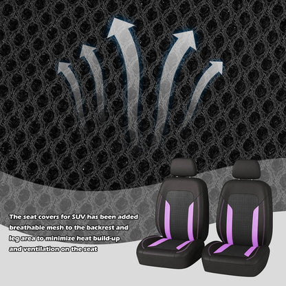 2 Pack Universal Car Seat Cover with Breathable Mesh Backrest,Comfortable Car Seat Protector with Foam Padding and Retaining Buckle,Highly Elastic Car Seat Covers Full Set (Pink)