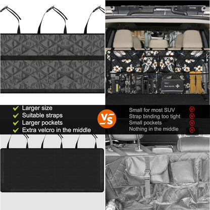 Femuar Car Trunk Organizer, Large Capacity Backseat Trunk Organizer (42"*18"), Collapsible Car Storage Bag with 8 Pockets, SUV/MPV/Truck - Black