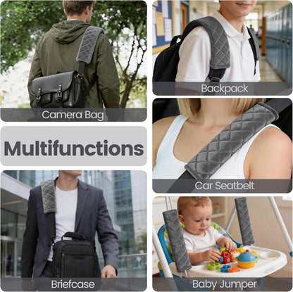 Amooca Soft Auto Seat Belt Cover Seatbelt Shoulder Pad 2 PCS for a More Comfortable Driving Compatible with All Cars and Backpack Black