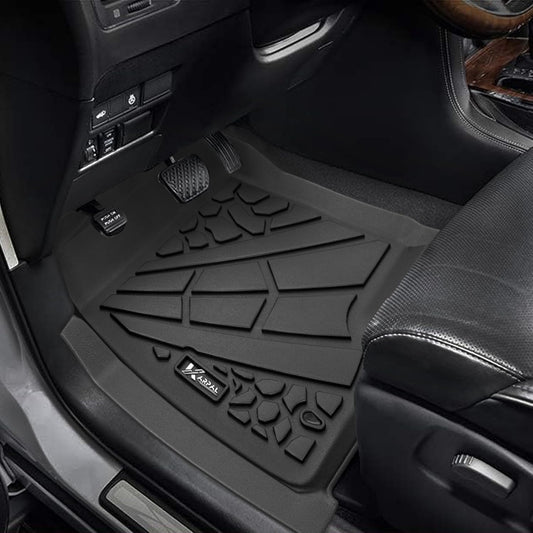 KARPAL Floor Mats for 2007-2013 Chevy Silverado & GMC Sierra 1500 Crew Cab / 2007-2014 2500/3500 HD(Footwell Coverage), All-Weather TPE Custom Fit Floor Liners Car Accessories
