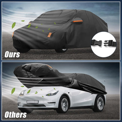 X AUTOHAUX Car Cover for Honda Civic Sedan/Coupe 210D-PU Outdoor Full Car Cover All Weather with Door Zipper for Waterproof Windproof Sun Rain Snow Protection