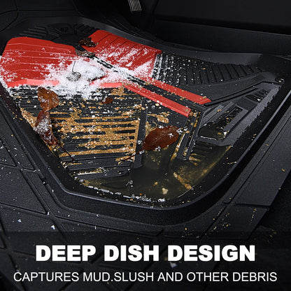 CAR PASS Heavy Duty Rubber Car Mats with Cargo Liner, Deep-Dish Car Floor Mats and Trunk Mat All Weather, Universal Trim-to-Fit for SUVs Trucks Sedans, Waterproof Anti-Slip, Trimmable V12 Black