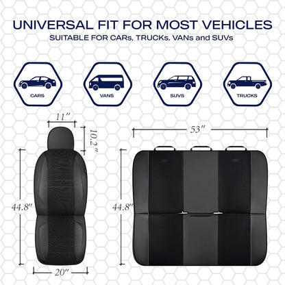 Skechers Air-Cooled Memory Foam Seat Covers,Mesh Thick Car Seat Covers,Piping Leather Car Seat Covers Front Seats,Airbag Compatible,Automotive Comfort Universal FitMost Cars,Vans,Truck,SUV,Black