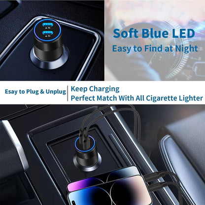 USB C Car Charger, Rombica 2Pack 3-Port 67W Dual PD USB-C&USB-A Car Power Cigarette Lighter USB Charger 3 in 1 PD/QC Type C Fast Car Charge for iPhone 17 17 Pro Max 16 15 14 13 12/Galaxy S26 S25/Pixel