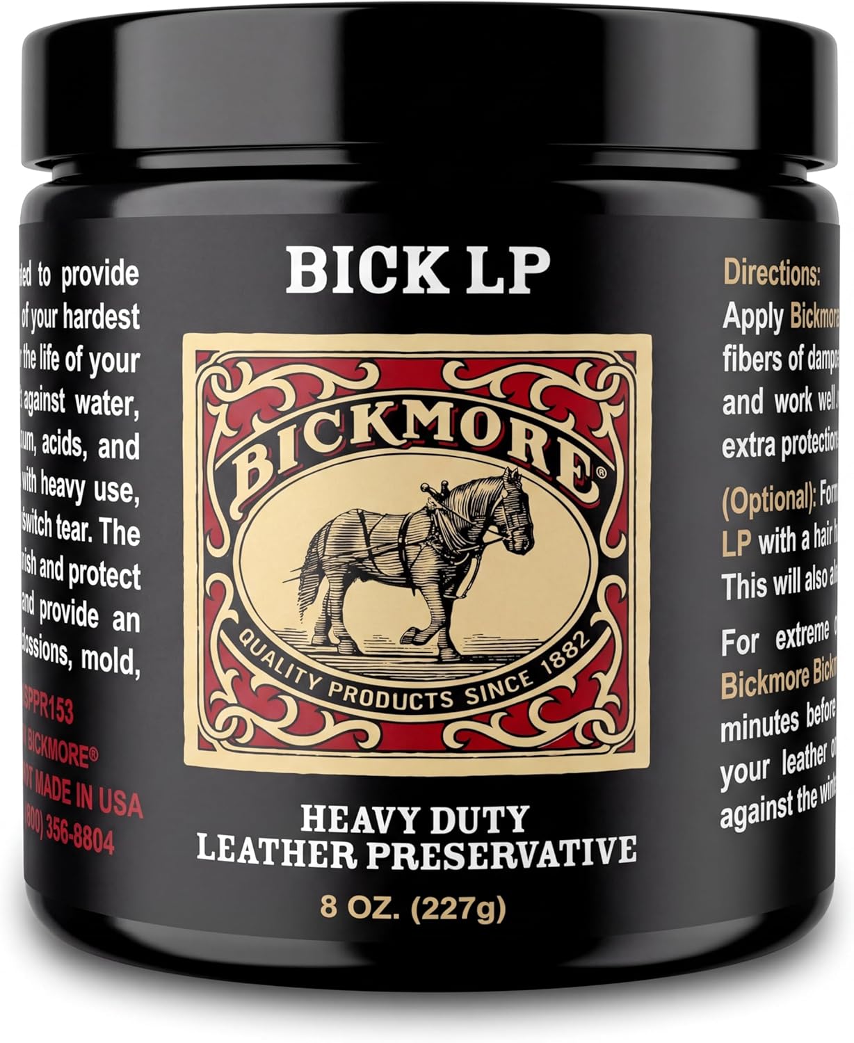 Leather Conditioner, Scratch Repair | Bickmore Bick LP 4oz - Heavy Duty LP Leather Preservative | Leather Protector, Softener and Restorer Balm for Dry, Cracked, and Scratched Leather | Made in USA