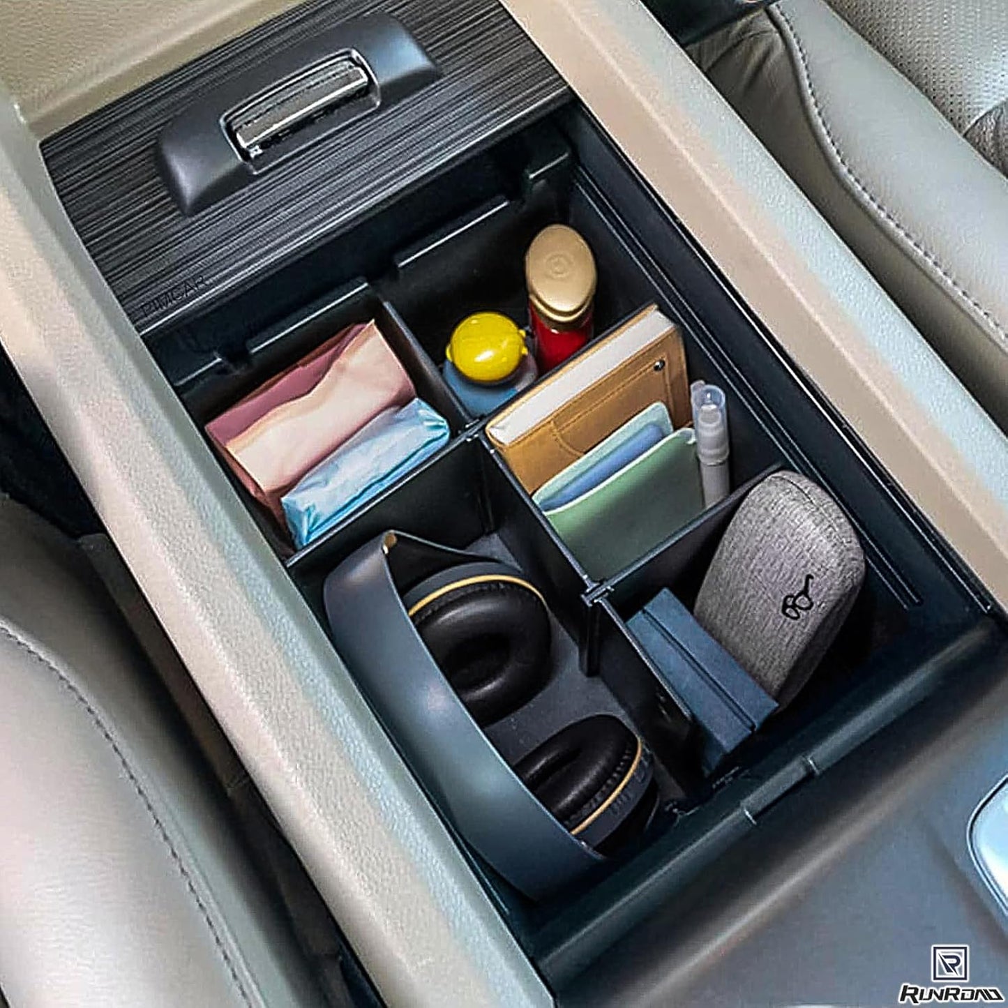 RUNROAD Center Console Organizer for Honda Pilot (2016-2022)/ Ridgeline (2017-2023)/ Passport (2019-2023) Accessories, Armrest Box Insert Dividers