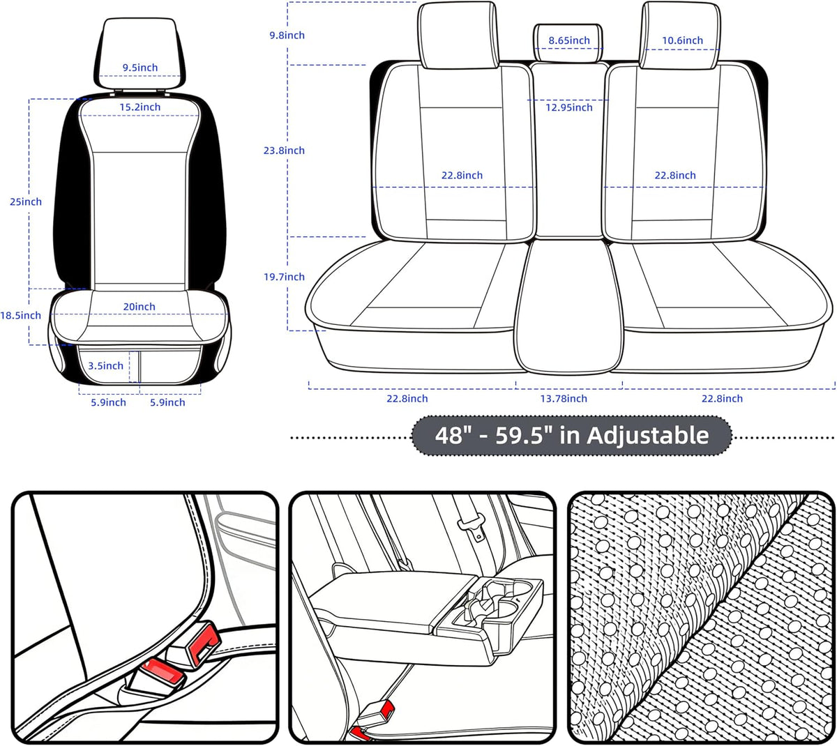 Elantrip 2PCs Front Car Seat Covers Leather Water Proof Seat Protector Universal fit for Most Cars SUVs and Trucks Black