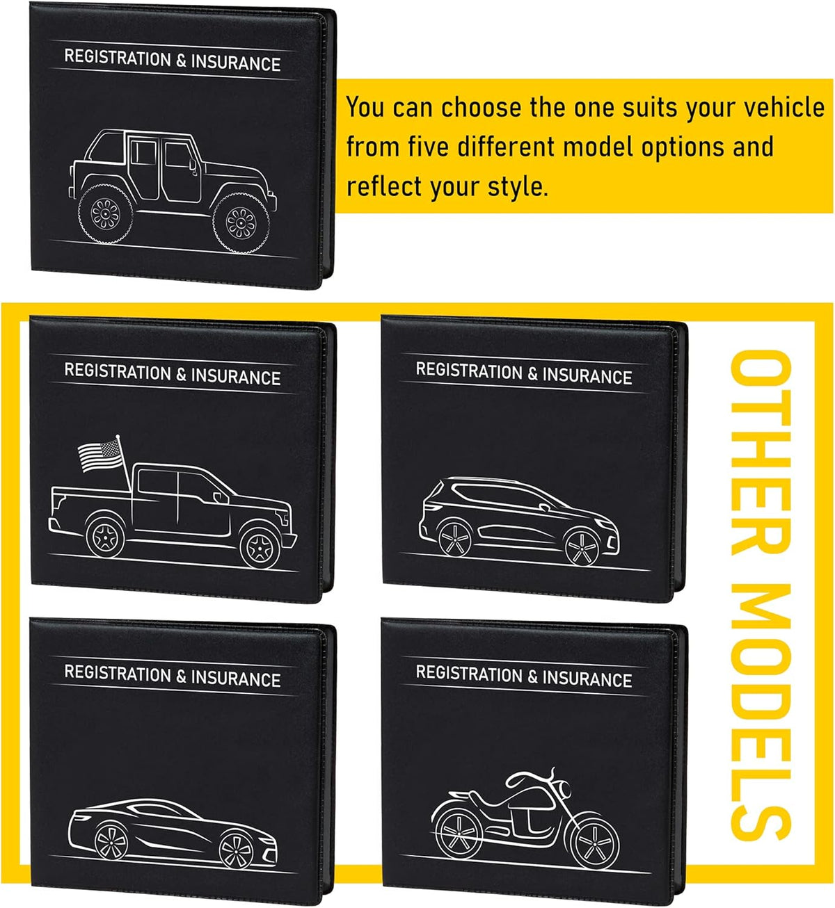CANOPUS Car Registration and Insurance Holder, Car Document Holder, Vehicle Registration and Insurance Card Holder, Wallet for Auto, Trailer, Motorcycle, Truck, Vehicle Paperwork Organizer (2 Pack)