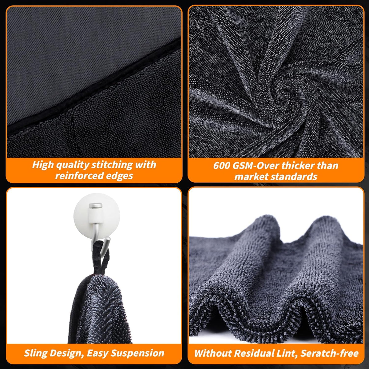 6PCS Microfiber Towels for Cars 36x25 Inch Microfiber Cleaning Cloths Bulk Soft Car Detailng Towel Cloths 450 GSM Detailing Buffing Quick Drying Towel Polishing Waxing Auto Detailing Towel Cloth