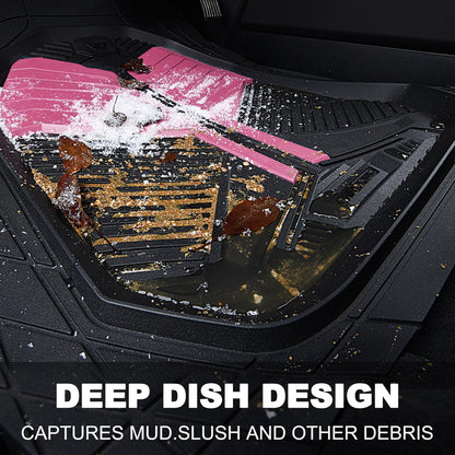 CAR PASS Heavy Duty Rubber Car Mats with Cargo Liner, Deep-Dish Car Floor Mats and Trunk Mat All Weather, Universal Trim-to-Fit for SUVs Trucks Sedans, Waterproof Anti-Slip, Trimmable V12 Black