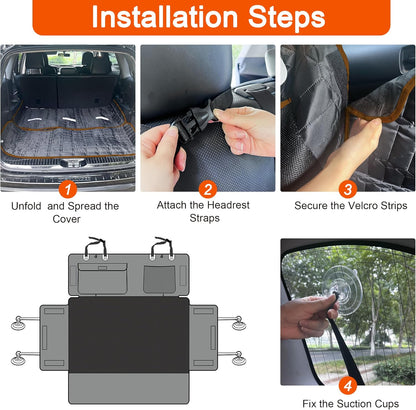Reliadura SUV Cargo Liner for Dogs, Waterproof Dog Trunk Cover with Bumper Flap Protector, Pet Cargo Mat for SUVs Sedans Vans, Non-Slip Scratchproof Dog Seat Cover, Large Size Universal Fit