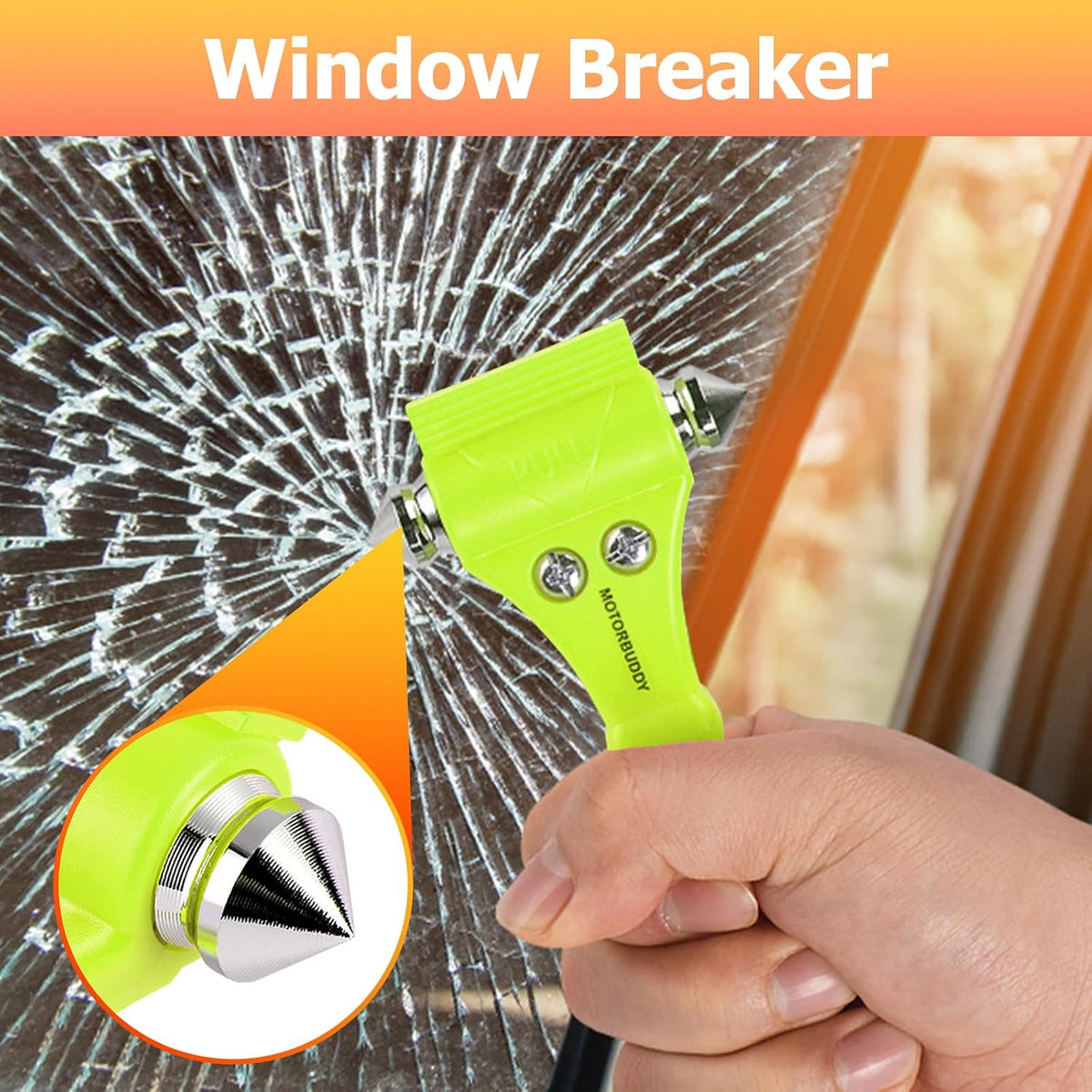 MOTORBUDDY 4-Pack Emergency Escape Hammer Seat Belt Cutter,Auto Car Safety Hammer with Window Glass Breaker，Escape Tool for Car Accidents