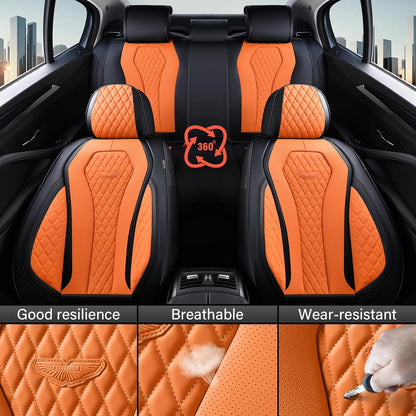 Coverado Seat Covers, Car Seat Covers Full Set, Black Car Seat Cover, Car Seat Covers Front Seats Back Seat Cover, Waterproof Car Seat Cushion, Leather Seat Covers Seat Protector Fit for Most Cars