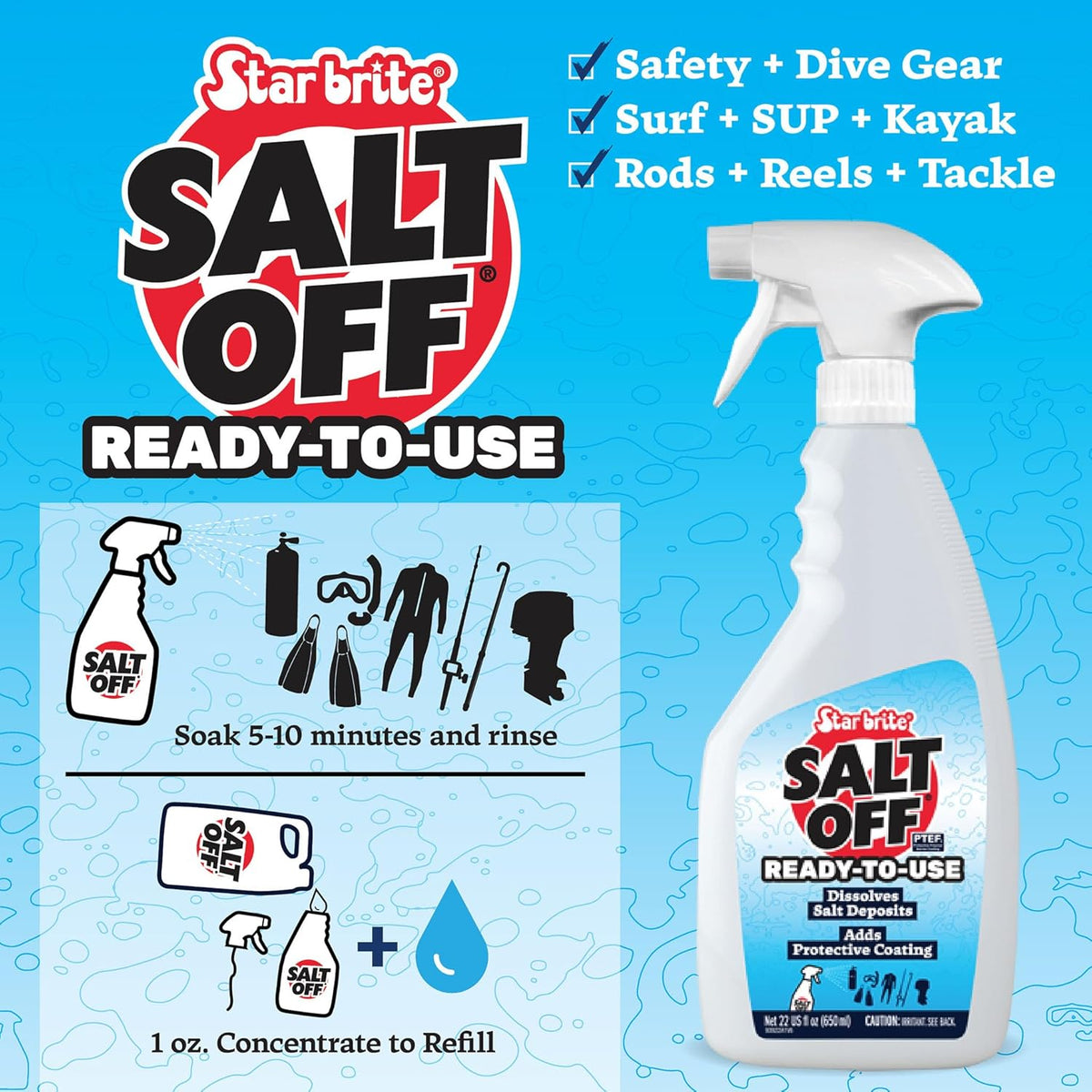 STAR BRITE Salt Off Concentrate - Ultimate Salt Remover Wash & Marine Engine Flush for Boats, Vehicles, Trailers, and More - 128 OZ Gallon (093900N)